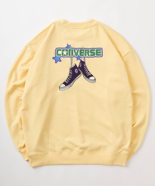 CONVERSE（コンバース）の「【CONVERSE/コンバース】バックプリント スニーカー サガラ刺繍 ワンポイント スウェット/クルーネック バック刺繍トレーナー/ ビッグシルエット/裏毛（スウェット・レディース・イエロー/オートミール/スミクロ/グリーン・M/L/XL）」の11枚目の写真