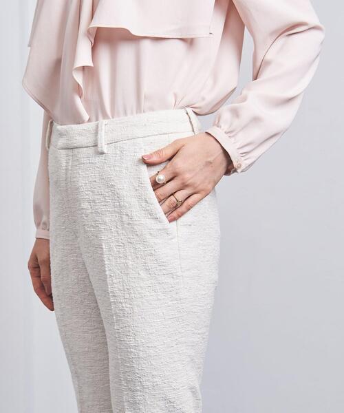 美品 ユナイテッドアローズ 36 パンツスーツ ストレッチ ノーカラー スラブ GLR CLOTH チェック スリム ノープリーツ スーツパンツ ―ストレッチ―