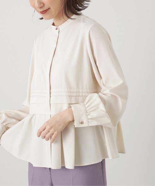 N.（N. Natural Beauty Basic）（エヌエヌナチュラルビューティーベーシック）の「◆タックペプラムブラウス（シャツ/ブラウス・レディース・ライトブルー/オフホワイト/イエロー・MEDIUM）」の18枚目の写真