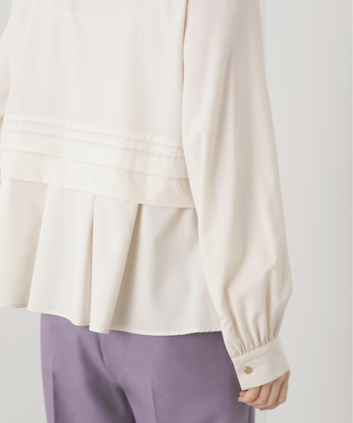 N.（N. Natural Beauty Basic）（エヌエヌナチュラルビューティーベーシック）の「◆タックペプラムブラウス（シャツ/ブラウス・レディース・ライトブルー/オフホワイト/イエロー・MEDIUM）」の10枚目の写真