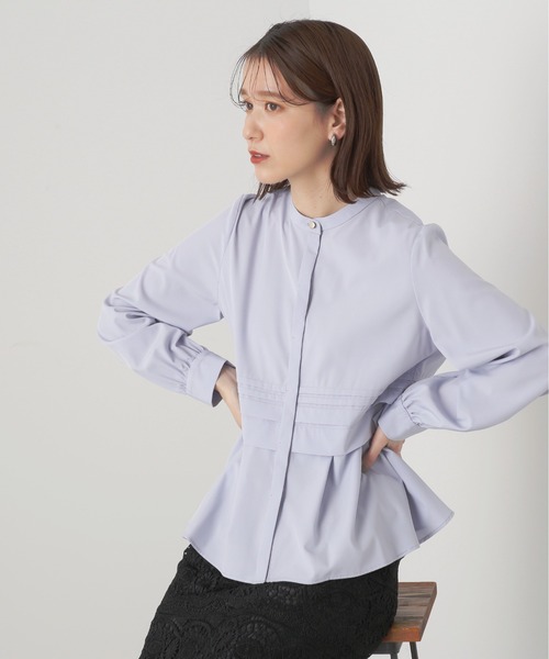 N.（N. Natural Beauty Basic）（エヌエヌナチュラルビューティーベーシック）の「◆タックペプラムブラウス（シャツ/ブラウス・レディース・ライトブルー/オフホワイト/イエロー・MEDIUM）」の6枚目の写真