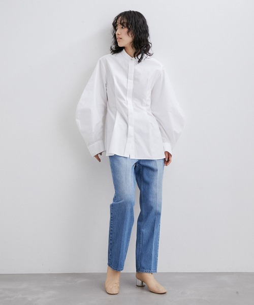 ADAM ET ROPE'（アダムエロペ）の「ボリュームスリーブウエストシェイプシャツ（シャツ/ブラウス・レディース・ホワイト/サックスブルー・FREE）」の18枚目の写真