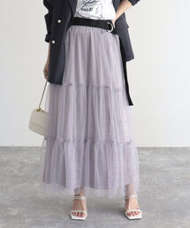 チュールレイヤードスカート