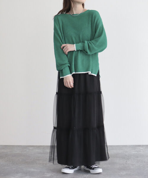 fredy emue（フレディエミュ）の「チュールレイヤードスカート（スカート・レディース・ベージュ系その他/ブラック/グレイッシュベージュ・38/36）」の9枚目の写真