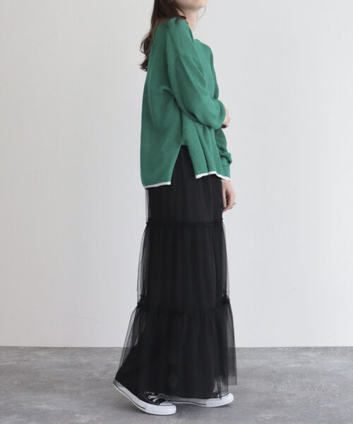 fredy emue（フレディエミュ）の「チュールレイヤードスカート（スカート・レディース・ベージュ系その他/ブラック/グレイッシュベージュ・38/36）」の6枚目の写真