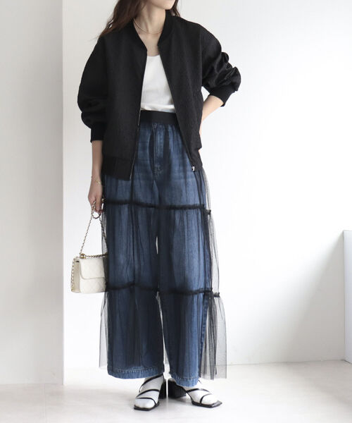 fredy emue（フレディエミュ）の「チュールレイヤードスカート（スカート・レディース・ベージュ系その他/ブラック/グレイッシュベージュ・38/36）」の10枚目の写真