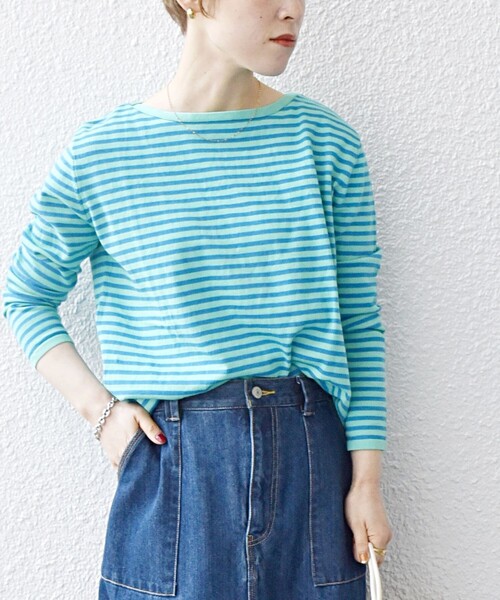 SHIPS any: オーガニックコットン カラフル ボートネック プルオーバー