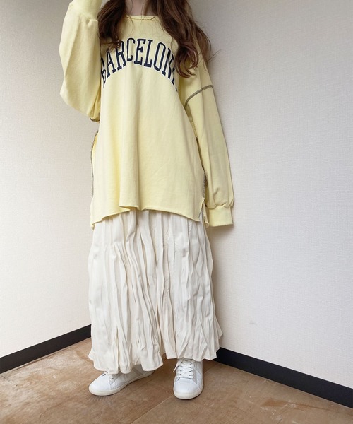 Reurie'（レウリィ）の「【ZOZO限定】ワッシャープリーツスカート / しわ加工 ロング丈 フレア ティアード プリーツ ロングスカート ウエストゴム 低身長   ホワイト ブラック 白 黒（スカート・レディース・ブラック/アイボリー・FREE）」の18枚目の写真