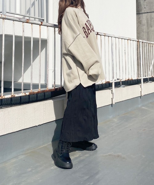 Reurie'（レウリィ）の「【ZOZO限定】ワッシャープリーツスカート / しわ加工 ロング丈 フレア ティアード プリーツ ロングスカート ウエストゴム 低身長   ホワイト ブラック 白 黒（スカート・レディース・ブラック/アイボリー・FREE）」の22枚目の写真