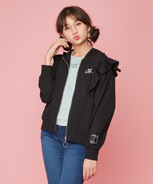 JENNI love（ジェニィラブ）の「フリルZIPパーカー（パーカー・キッズ・ブラック/グレー/ラベンダー・130cm/140cm/150cm/160cm）」の2枚目の写真