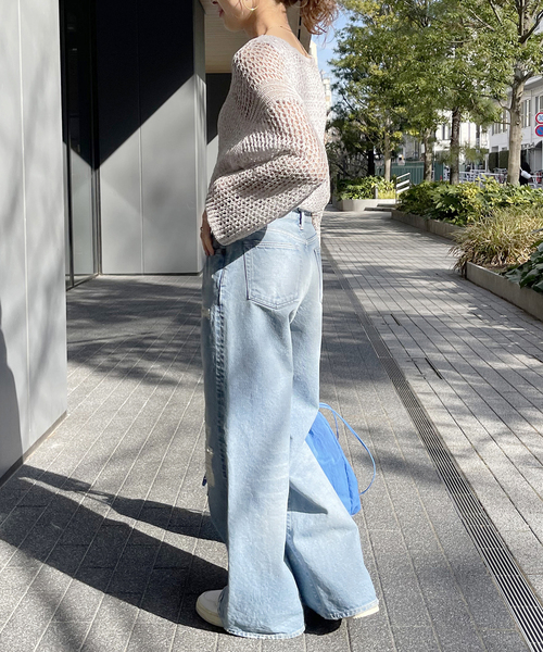 Spick & span◇AUTHENローライズワイドレッグダメージデニム