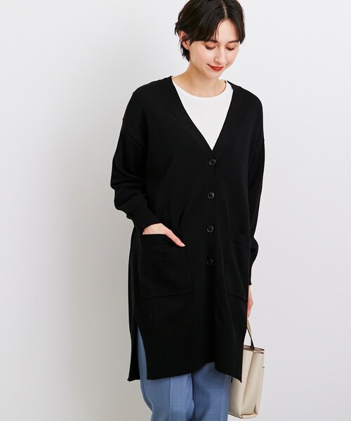 SHOO・LA・RUE（シューラルー）の「◆【気になるヒップ周りも安心な着丈】さらり綺麗なVネックカーディガン（カーディガン/ボレロ・レディース・ライトグリーン/ライトグレー/アイボリー/ブラック/ブルー・00）」の21枚目の写真