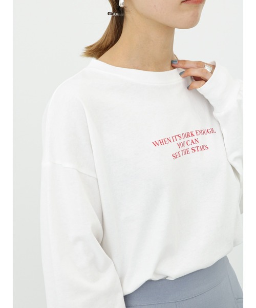 Samansa Mos2 blue（サマンサモスモスブルー）の「アソートロゴロンT（Tシャツ/カットソー・レディース・チャコール/キナリ/オフホワイト・ﾌﾘ-）」の5枚目の写真