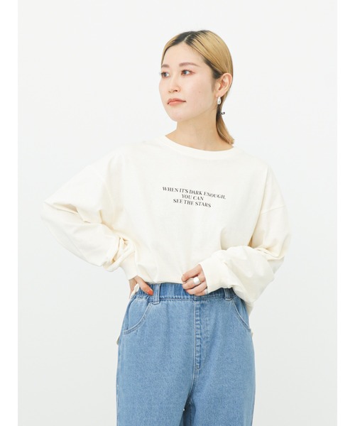 Samansa Mos2 blue（サマンサモスモスブルー）の「アソートロゴロンT（Tシャツ/カットソー・レディース・チャコール/キナリ/オフホワイト・ﾌﾘ-）」の11枚目の写真