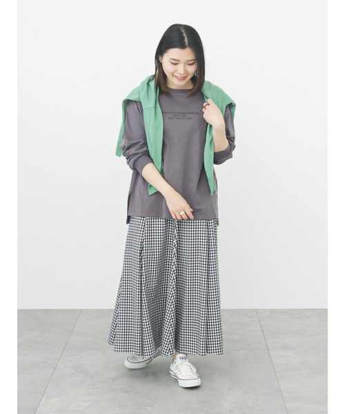 Samansa Mos2 blue（サマンサモスモスブルー）の「アソートロゴロンT（Tシャツ/カットソー・レディース・チャコール/キナリ/オフホワイト・ﾌﾘ-）」の17枚目の写真