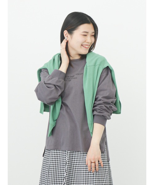 Samansa Mos2 blue（サマンサモスモスブルー）の「アソートロゴロンT（Tシャツ/カットソー・レディース・チャコール/キナリ/オフホワイト・ﾌﾘ-）」の19枚目の写真