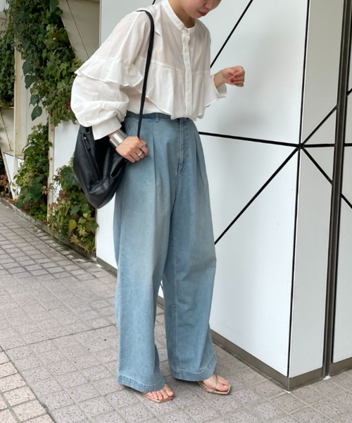 Omekashi（オメカシ）の「シアーフリルブラウス（シャツ/ブラウス・レディース・ブラック/オフホワイト・FREE）」の12枚目の写真