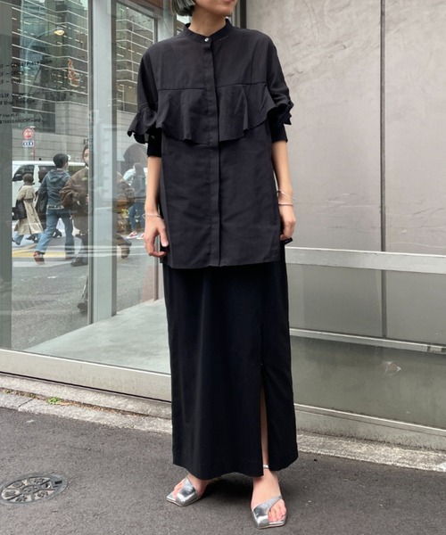 Omekashi（オメカシ）の「シアーフリルブラウス（シャツ/ブラウス・レディース・ブラック/オフホワイト・FREE）」の21枚目の写真