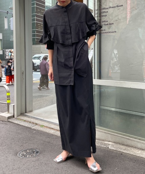 Omekashi（オメカシ）の「シアーフリルブラウス（シャツ/ブラウス・レディース・ブラック/オフホワイト・FREE）」の22枚目の写真