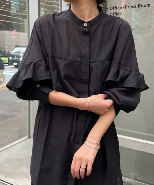 Omekashi（オメカシ）の「シアーフリルブラウス（シャツ/ブラウス・レディース・ブラック/オフホワイト・FREE）」の18枚目の写真