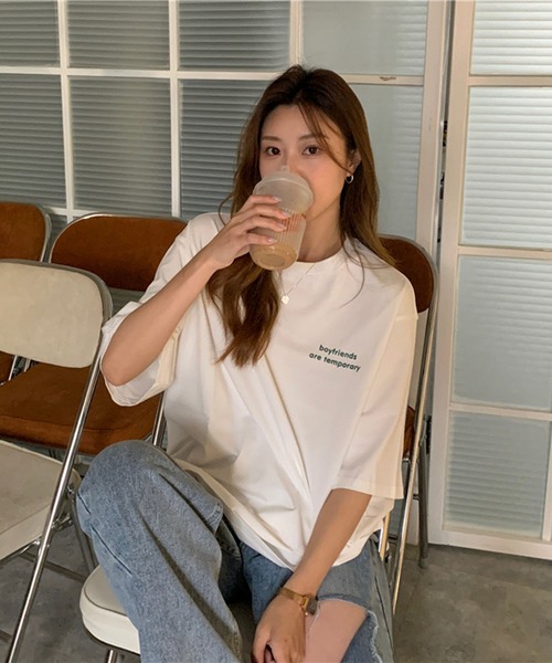 EPICKS（エピックス）の「オーバーシルエットワンポイントロゴTシャツ（Tシャツ/カットソー・レディース・グレー/ホワイト/グリーン/レッド・MEDIUM/LARGE/X-LARGE）」の5枚目の写真