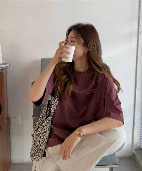 EPICKS（エピックス）の「オーバーシルエットワンポイントロゴTシャツ（Tシャツ/カットソー・レディース・グレー/ホワイト/グリーン/レッド・MEDIUM/LARGE/X-LARGE）」の12枚目の写真