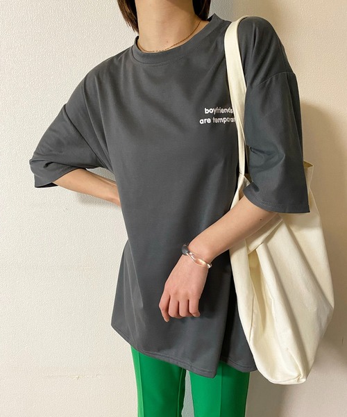 EPICKS（エピックス）の「オーバーシルエットワンポイントロゴTシャツ（Tシャツ/カットソー・レディース・グレー/ホワイト/グリーン/レッド・MEDIUM/LARGE/X-LARGE）」の17枚目の写真