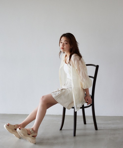 mysty woman(ミスティウーマン)の「ハイウエストフラップショーツ 704559(その他パンツ・レディース・ブラック/ブルー/ホワイト系その他・FREE)」の4枚目の写真