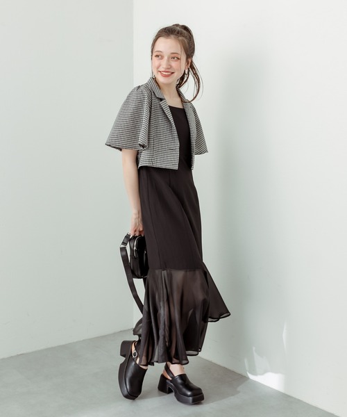OLIVE des OLIVE(オリーブデオリーブ)の「【WEB限定】裾シフォンレースアップキャミワンピース(ワンピース・レディース・グレイッシュベージュ/ブラック・FREE)」の10枚目の写真