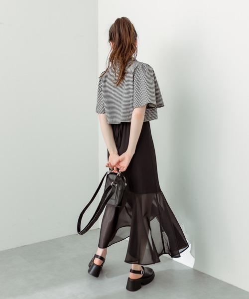 OLIVE des OLIVE(オリーブデオリーブ)の「【WEB限定】裾シフォンレースアップキャミワンピース(ワンピース・レディース・グレイッシュベージュ/ブラック・FREE)」の11枚目の写真