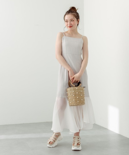OLIVE des OLIVE(オリーブデオリーブ)の「【WEB限定】裾シフォンレースアップキャミワンピース(ワンピース・レディース・グレイッシュベージュ/ブラック・FREE)」の12枚目の写真