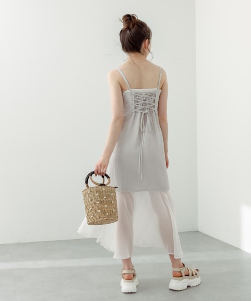 OLIVE des OLIVE(オリーブデオリーブ)の「【WEB限定】裾シフォンレースアップキャミワンピース(ワンピース・レディース・グレイッシュベージュ/ブラック・FREE)」の14枚目の写真