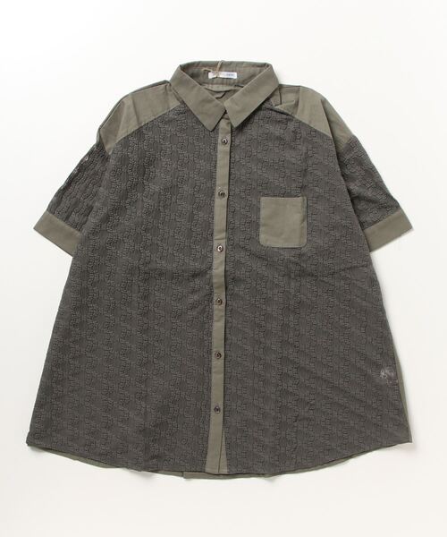 sandy（サンディー）の「sandy/レース切り替えシャツ（シャツ/ブラウス・レディース・オフホワイト/グレー系その他・FREE）」の2枚目の写真