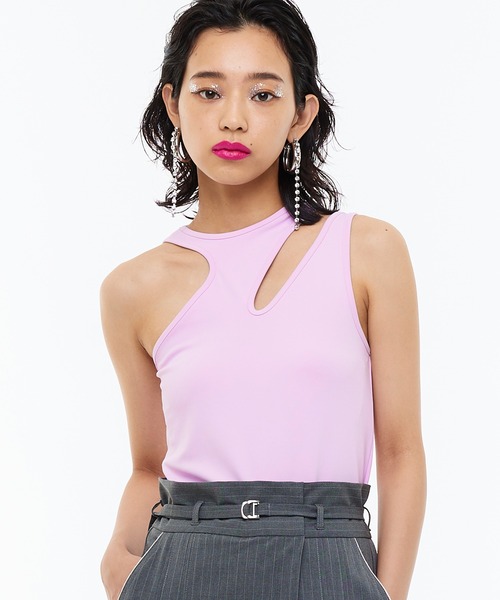 Narcissus（ナルシス）の「【MIDVEIN】カットタンクトップ（タンクトップ・レディース・ホワイト/ブラック/ピンク・FREE）」の3枚目の写真