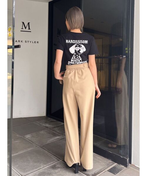 GYDA(ジェイダ)の「タックワイドパンツ(チノパンツ・レディース・ベージュ/ブラック・FREE)」の5枚目の写真