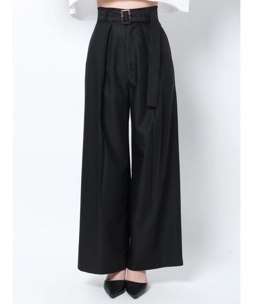 GYDA(ジェイダ)の「タックワイドパンツ(チノパンツ・レディース・ベージュ/ブラック・FREE)」の9枚目の写真