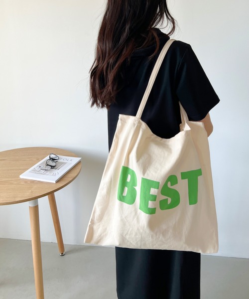 CLEA（クレア）の「【A4サイズ対応】BEST ロゴ コットントートバッグ（トートバッグ・レディース・アイボリー/ブラック/ブルー/イエロー/ピンク・FREE）」の2枚目の写真