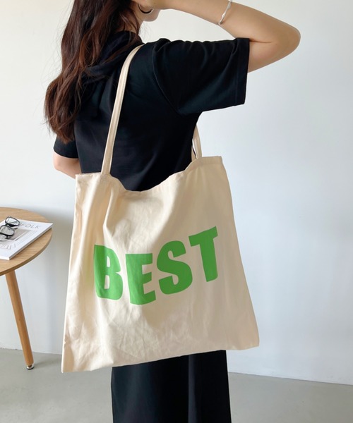 CLEA（クレア）の「【A4サイズ対応】BEST ロゴ コットントートバッグ（トートバッグ・レディース・アイボリー/ブラック/ブルー/イエロー/ピンク・FREE）」の10枚目の写真