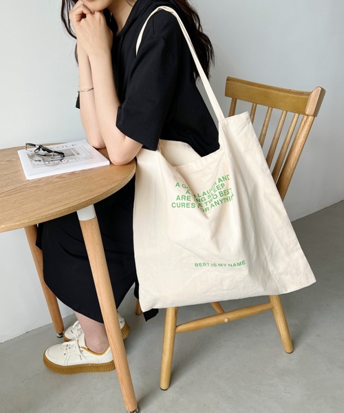 CLEA（クレア）の「【A4サイズ対応】BEST ロゴ コットントートバッグ（トートバッグ・レディース・アイボリー/ブラック/ブルー/イエロー/ピンク・FREE）」の17枚目の写真