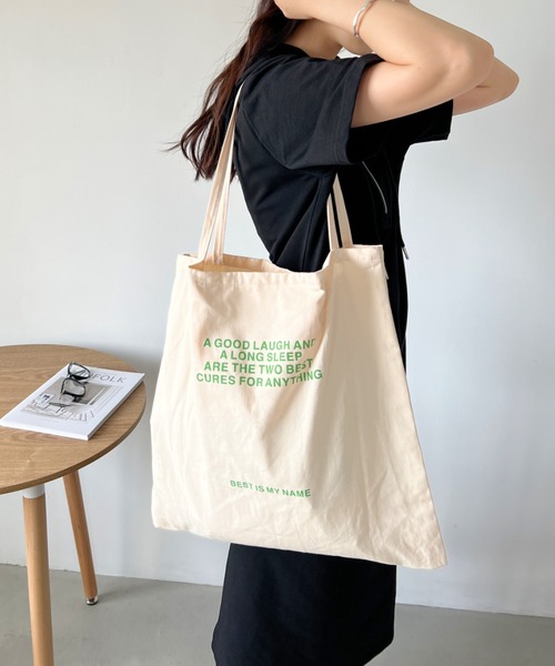 CLEA（クレア）の「【A4サイズ対応】BEST ロゴ コットントートバッグ（トートバッグ・レディース・アイボリー/ブラック/ブルー/イエロー/ピンク・FREE）」の14枚目の写真