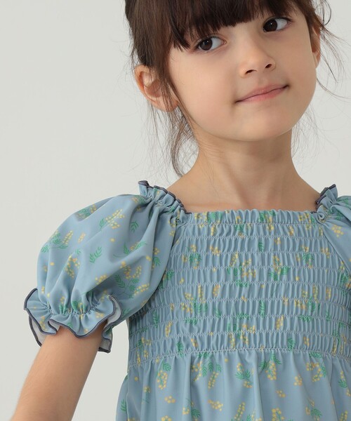 BEAMS mini（ビームスミニ）の「BEAMS mini / パフスリーブ セパレート スイムウェア（100～130cm）（水着・キッズ・ホワイト系その他/ブルー系その他・SMALL/MEDIUM/LARGE）」の4枚目の写真