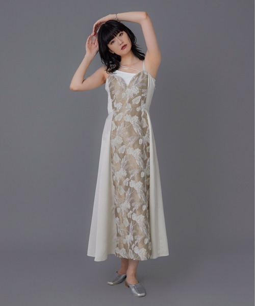 Ellno de Mavie(エルノデメヴィ)の「ジャガードキリカエキャミワンピース(ワンピース・レディース・ブラック/アイボリー・FREE)」の9枚目の写真