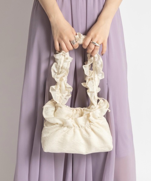 RANDA（ランダ）の「ジャガードシャーリングバッグ（ハンドバッグ・レディース・ミント/ブラック/アイボリー・FREE）」の2枚目の写真