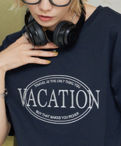 Auntie Rosa Holiday（アンティローザホリデー）の「VACATIONオーバーサイズT（Tシャツ/カットソー・レディース・ネイビー/オフホワイト・FREE）」の10枚目の写真
