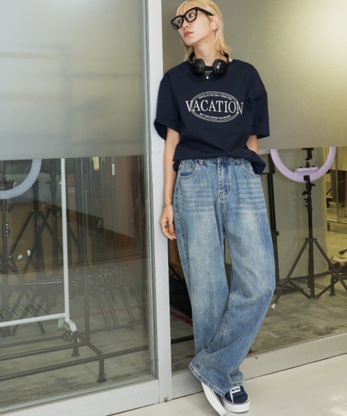 Auntie Rosa Holiday（アンティローザホリデー）の「VACATIONオーバーサイズT（Tシャツ/カットソー・レディース・ネイビー/オフホワイト・FREE）」の19枚目の写真