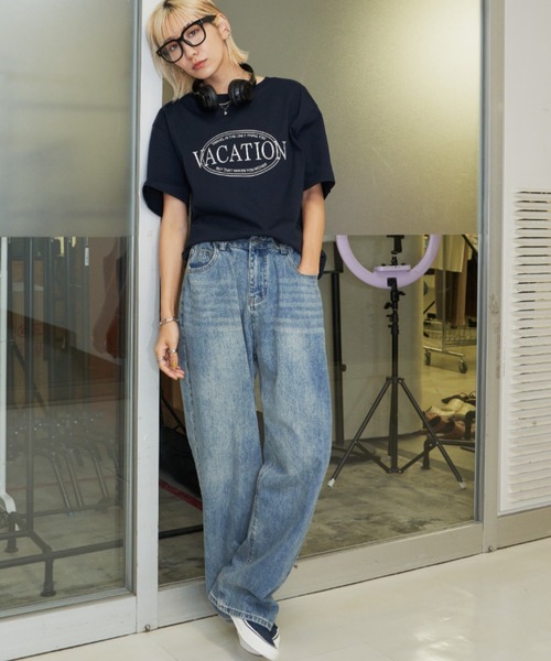 Auntie Rosa Holiday（アンティローザホリデー）の「VACATIONオーバーサイズT（Tシャツ/カットソー・レディース・ネイビー/オフホワイト・FREE）」の16枚目の写真