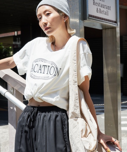 Auntie Rosa Holiday（アンティローザホリデー）の「VACATIONオーバーサイズT（Tシャツ/カットソー・レディース・ネイビー/オフホワイト・FREE）」の3枚目の写真