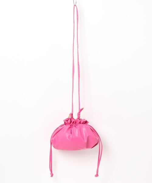 HIKA（ヒカ）の「【HIKA】PUレザー 巾着ショルダーBAG（ショルダーバッグ・レディース・ホワイト/ブラック/ベージュ/ピンク・FREE）」の14枚目の写真