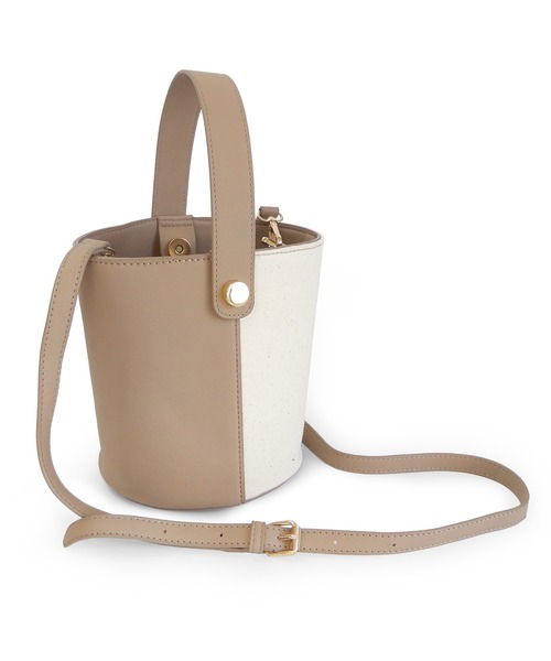 minia（ミニア）の「リネンコンビ2WAYバケツバッグ（ハンドバッグ・レディース・ブラック/ベージュ/イエロー・FREE）」の6枚目の写真