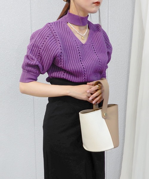 minia（ミニア）の「リネンコンビ2WAYバケツバッグ（ハンドバッグ・レディース・ブラック/ベージュ/イエロー・FREE）」の7枚目の写真